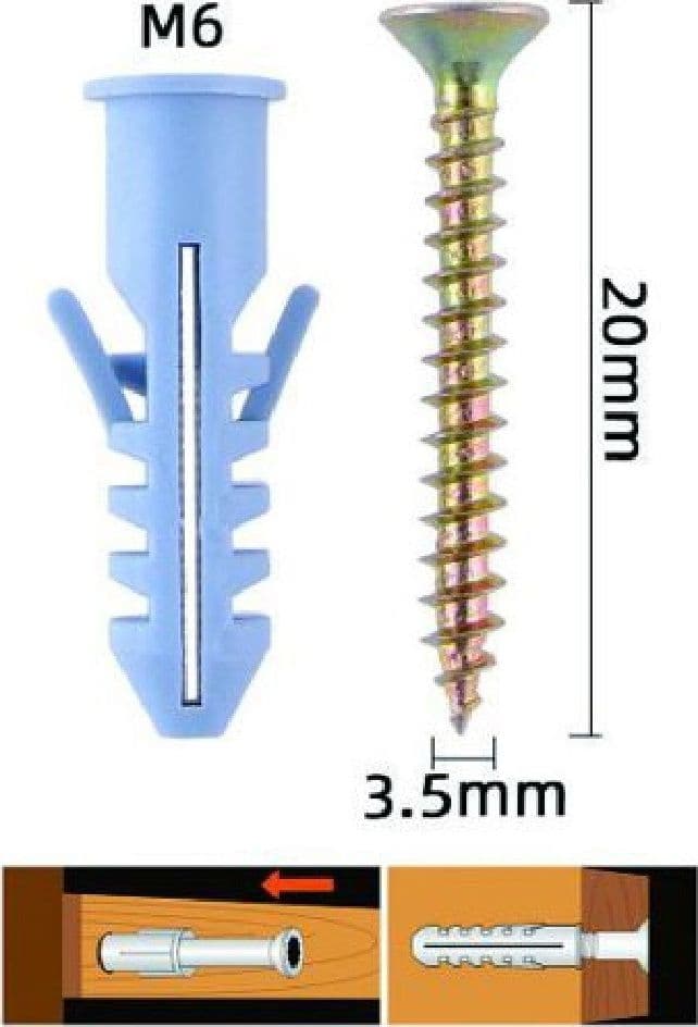 SET 30 PEZZI VITI VITE 3.5X20 MM + TASSELLI CON ALETTE TASSELLO M6 FISCHER 57207 - 2