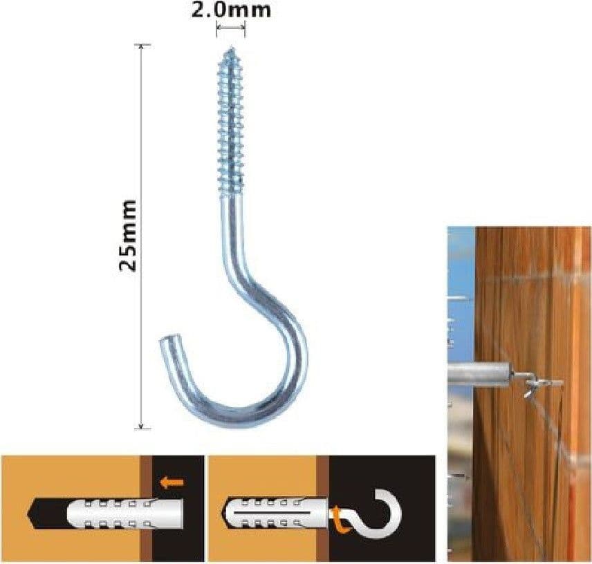 SET 27 PEZZI VITI VITE A GANCIO GANCI 2 X 25 MM CON FILETTATURA PER LEGNO 90735 - 2