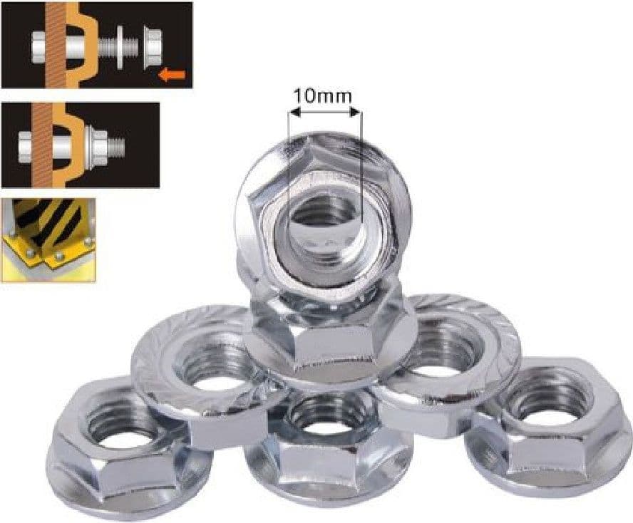 SET 10PZ DADO ESAGONALE FLANGIATO DADI DI SERRAGGIO M10 BULLONI VITE 10MM 94925 - 2