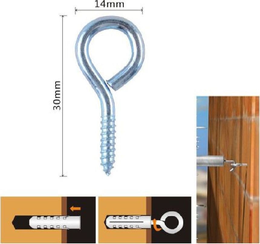 SET 16PZ VITI VITE A OCCHIELLO GANCIO CHIUSO 14X30MM FILETTATURA PER LEGNO 90719 - 2