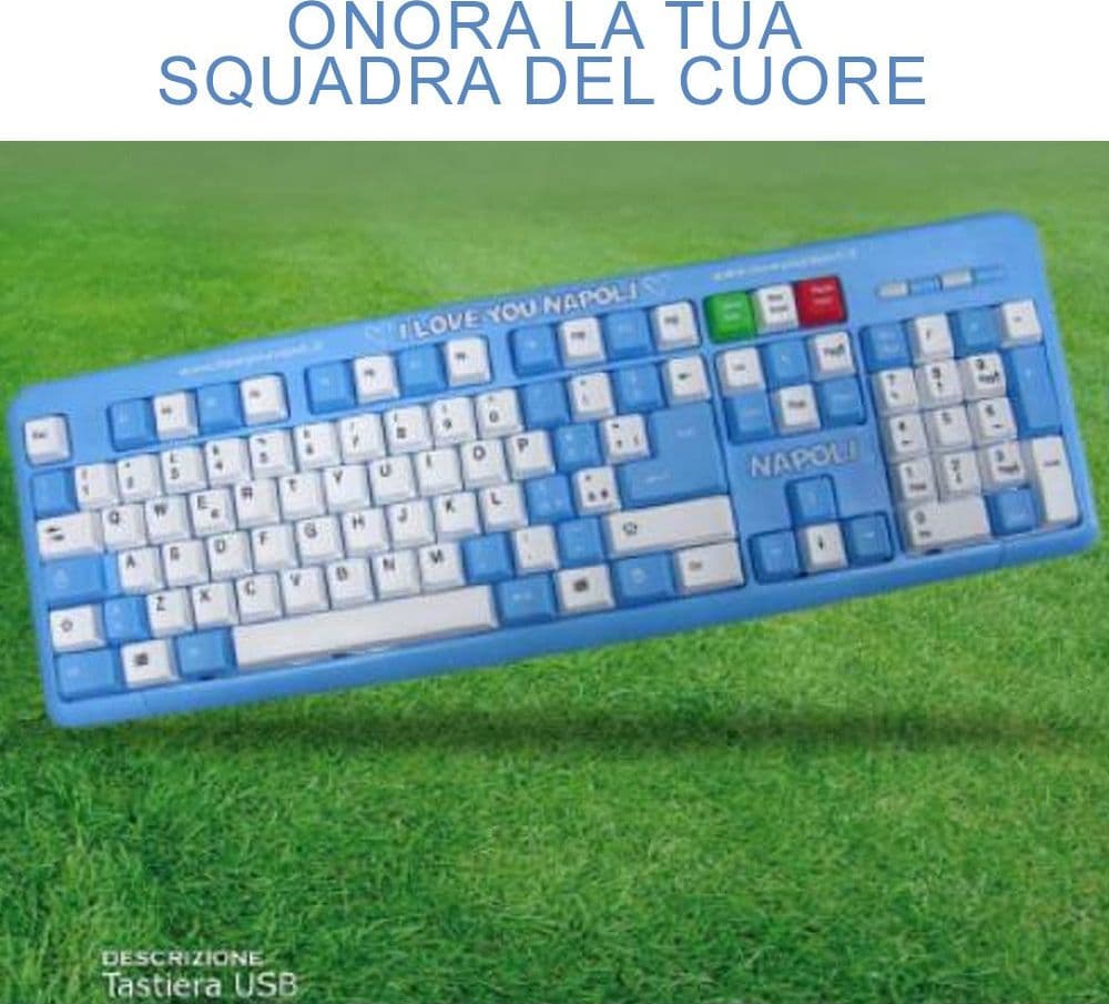 TASTIERA PC/LAPTOP LAYOUT ITALIANO QUERTY AZZURRA I LOVE YOU NAPOLI UFFICIO - 2