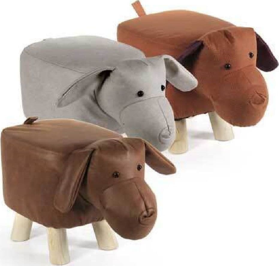 POUF CANE BAMBINI SGABELLO POGGIAPIEDI IMBOTTITO PIEDI LEGNO 46X26X28 CM 808692 - 3