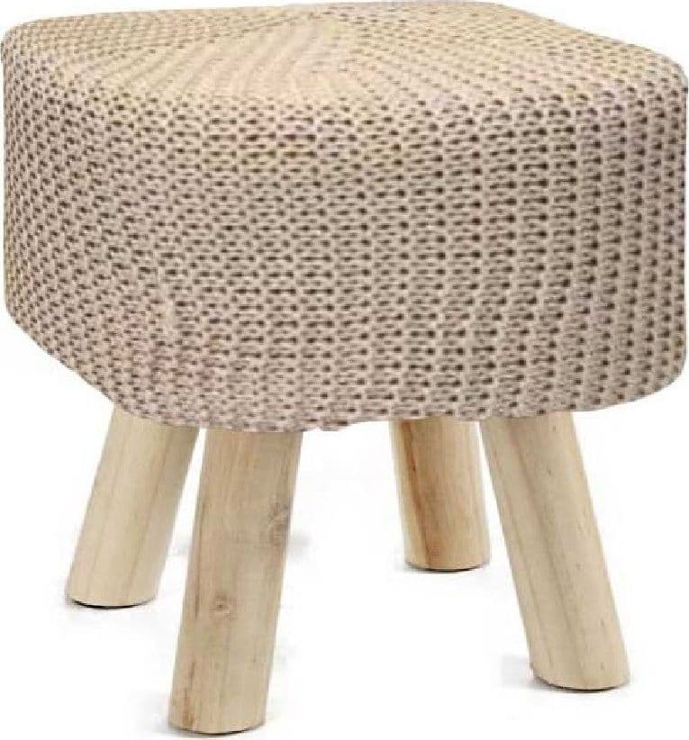 POUF SGABELLO POGGIAPIEDI QUADRATO MODERNO PIEDI IN LEGNO TORTORA 27X28CM 827709 - 2