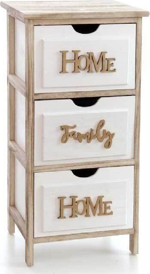 CASSETTIERA 3 CASSETTI HOME BIANCA IN LEGNO COMODINO MODERNO 68X36X28 CM 805684 - 2