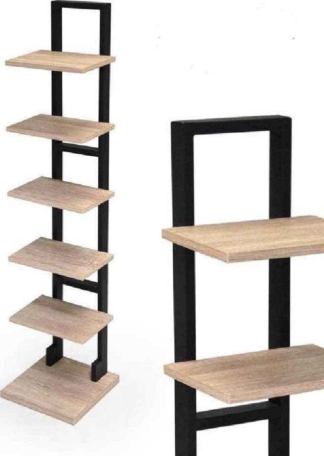 MOBILE SCAFFALE MODERNO IN METALLO 5 RIPIANI MENSOLE IN LEGNO 30X30X131CM 783180 - 3