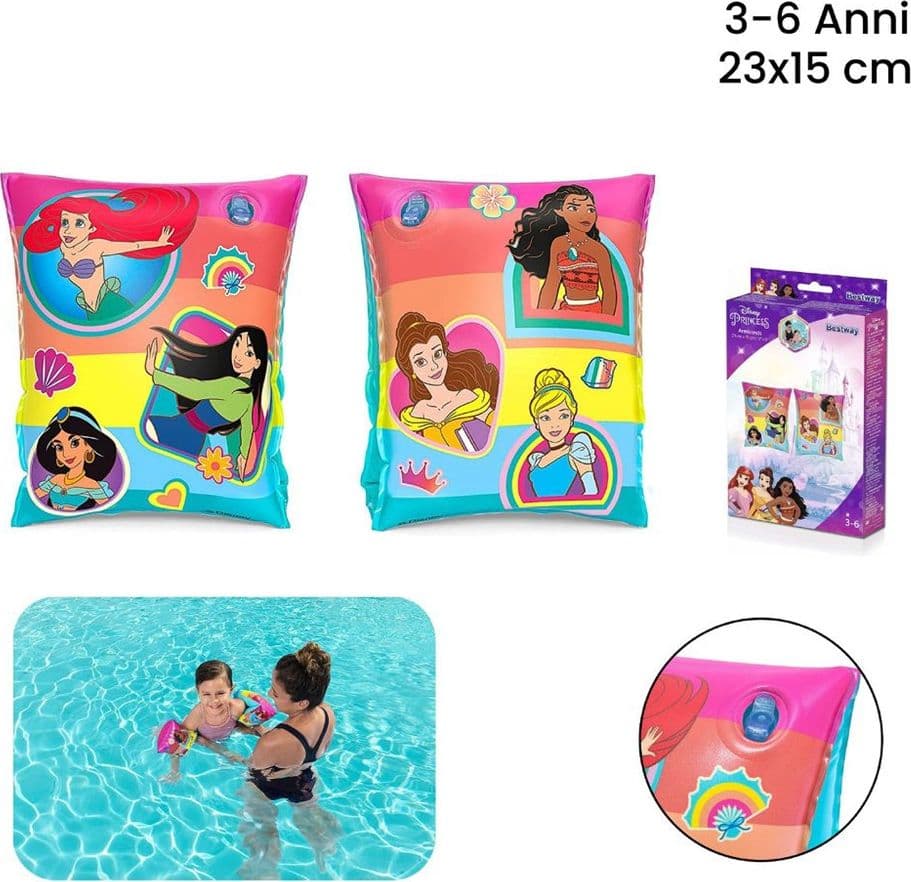 BRACCIOLI PER IL MARE DA PRINCIPESSA PER BAMBINE SPIAGGIA PISCINA NUOTO 23X15 CM - 5