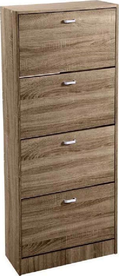 SCARPIERA 4 ANTE DOPPIA SALVASPAZIO SLIM LEGNO MODERNA NOCE H 150X63X24CM 827648 - 3