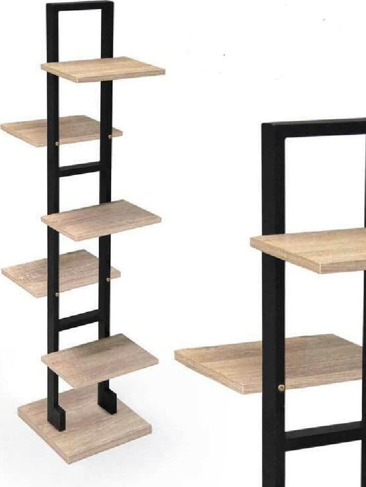 SCAFFALE PORTAOGGETTI LIBRERIA 5 RIPIANI LEGNO 30X30X131 CM METALLO NERO 783197 - 3