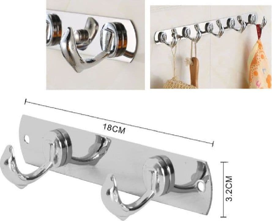 APPENDINO PORTA ASCIUGAMANI A 2 GANCI FORMA DELFINO PARETE BAGNO 18X3.2CM 56614 - 2