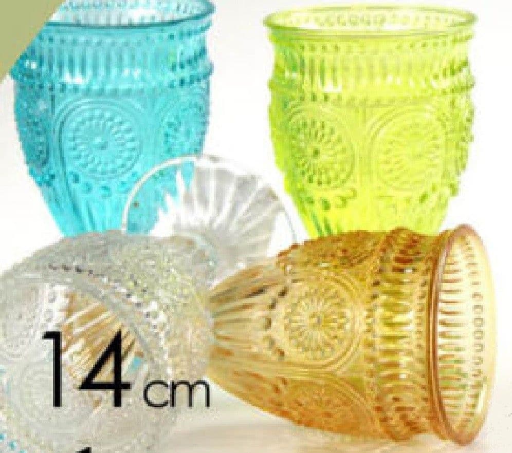 CALICE VINO BICCHIERE COCKTAIL ACQUA DRINK COLORI ASSORTITI 14CM IN VETRO 628023 - 3
