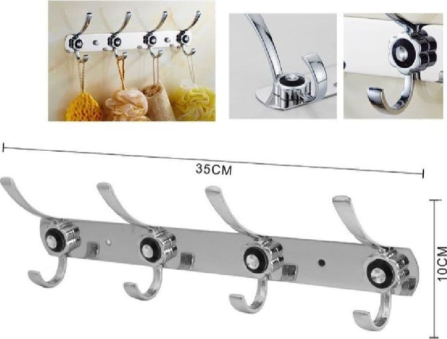APPENDINO A 4 GANCI APPENDI ABITI ASCIUGAMANO BAGNO FIORE DIAMANTE 35X10CM 56624 - 2