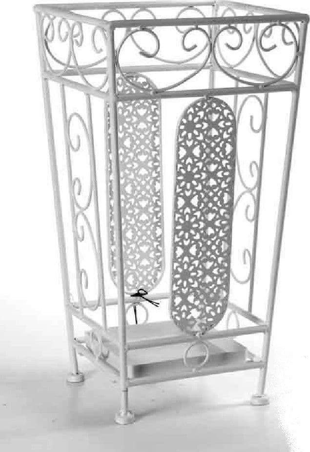 PORTA OMBRELLI 45X24 CM METALLO STILE FERRO BATTUTO DECO QUADRATO BIANCO 707650 - 2