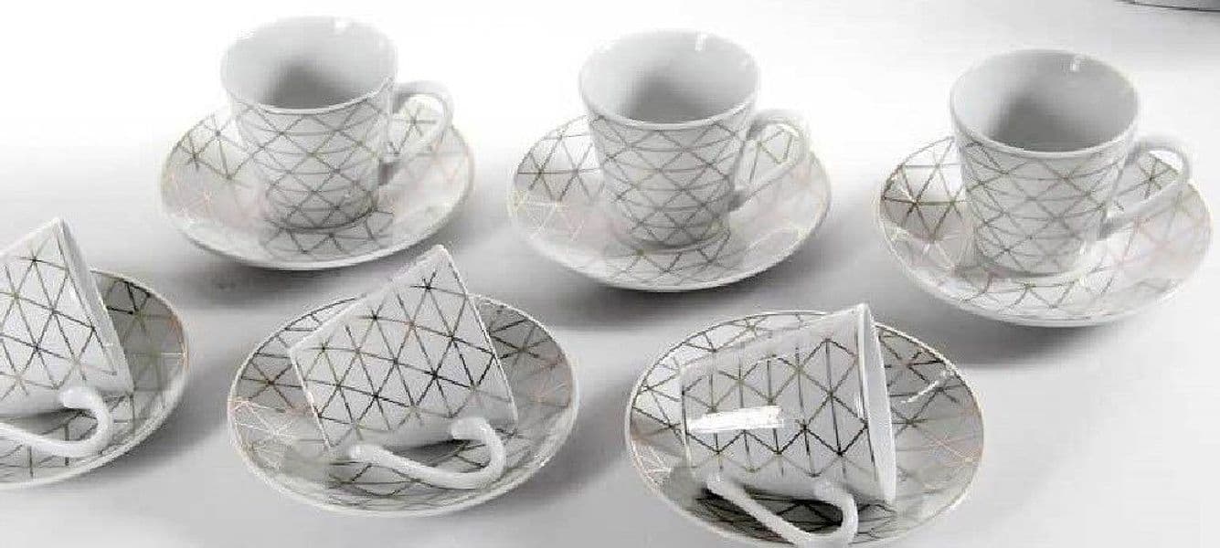 SET 6 TAZZINE CAFFÈ + 6 PIATTINI TAZZINA CLASSICO MODERNO BIANCO ELEGANTI 780721 - 4