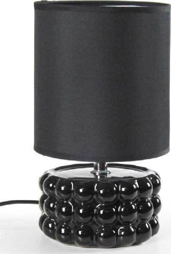 LAMPADA ABAT JOUR DA TAVOLO COMODINO E14 BASE CERAMICA NERO LUX 25X15 CM 837395 - 2