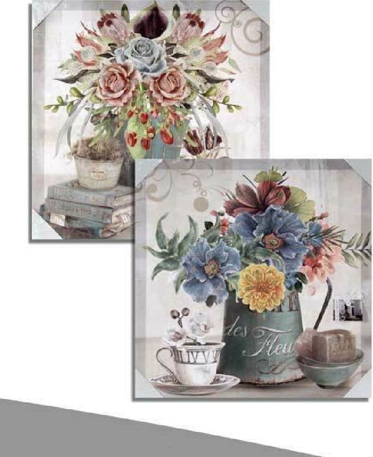 QUADRO QUADRETTO DECORATIVO 45X45X1,8CM TELA SU LEGNO DECORI ASS. PIANTE 757365 - 3