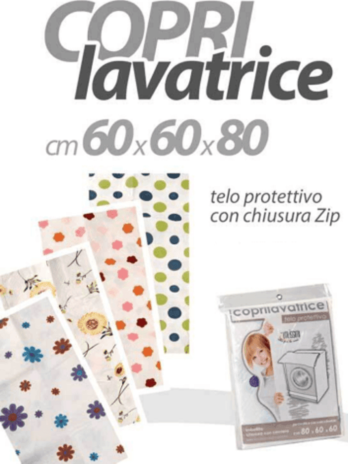 COPRI LAVATRICE PROTTETIVO 60X60X80CM IMBOTTITO CERNIERA TELO DECORI ASS. 345814
