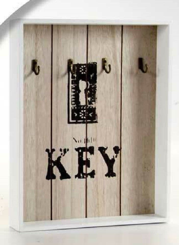 APPENDINO PORTA CHIAVI PARETE KEY CON GANCI IN LEGNO 24X4X30CM DECORI ASS 762338 - 3