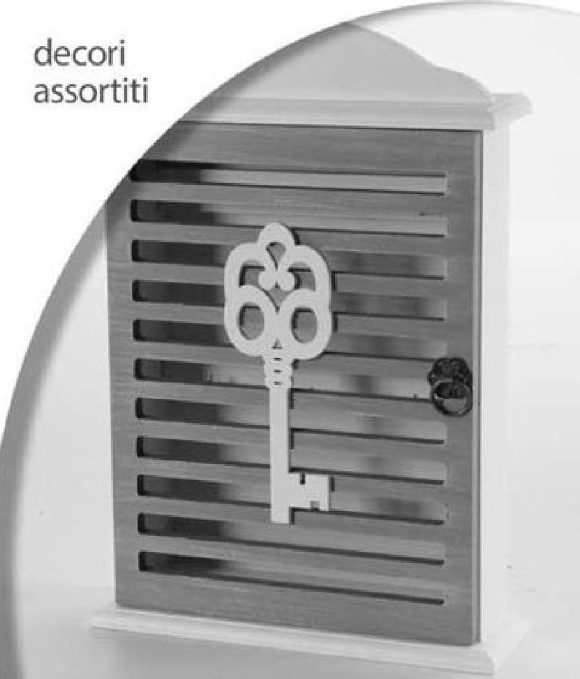PORTACHIAVI PARETE 19X6X28 CM IN LEGNO CHIAVE APPENDINO DECORI ASSORTITI 762567 - 3