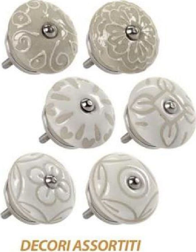 SET 2PZ POMELLI IN CERAMICA MOBILI MULTIUSO POMELLO 40MM DECORI ASSORTITI 843044 - 3