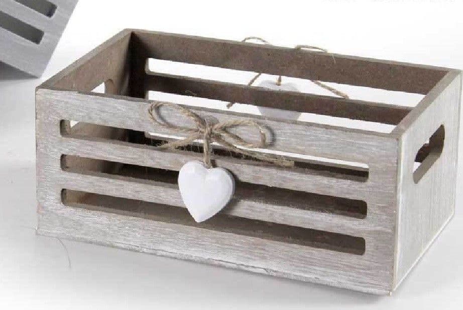 CASSETTA CASSETTINA CUORE PORTAOGGETTI MANICI IN LEGNO 20X13X9CM 3 COLORI 762444 - 2