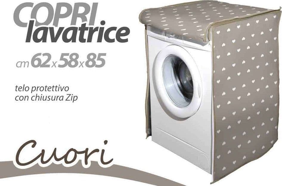 COPRI LAVATRICE PROTTETIVO 62X58X85 CM TELO IMBOTTITO CERNIERA ZIP CUORI 736810 - 3