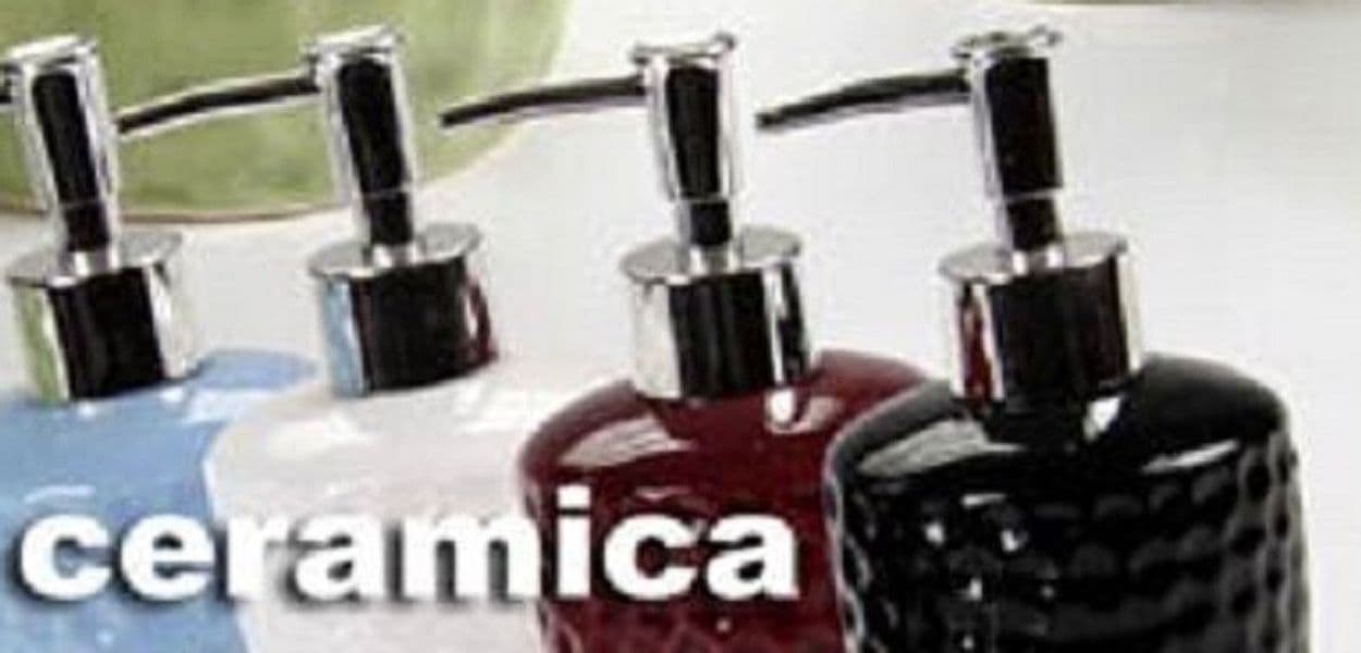 SET 4PZ ACCESSORI BAGNO DOSATORE PORTA SAPONE SPAZZOLINO IN CERAMICA POIS 616280 - 3
