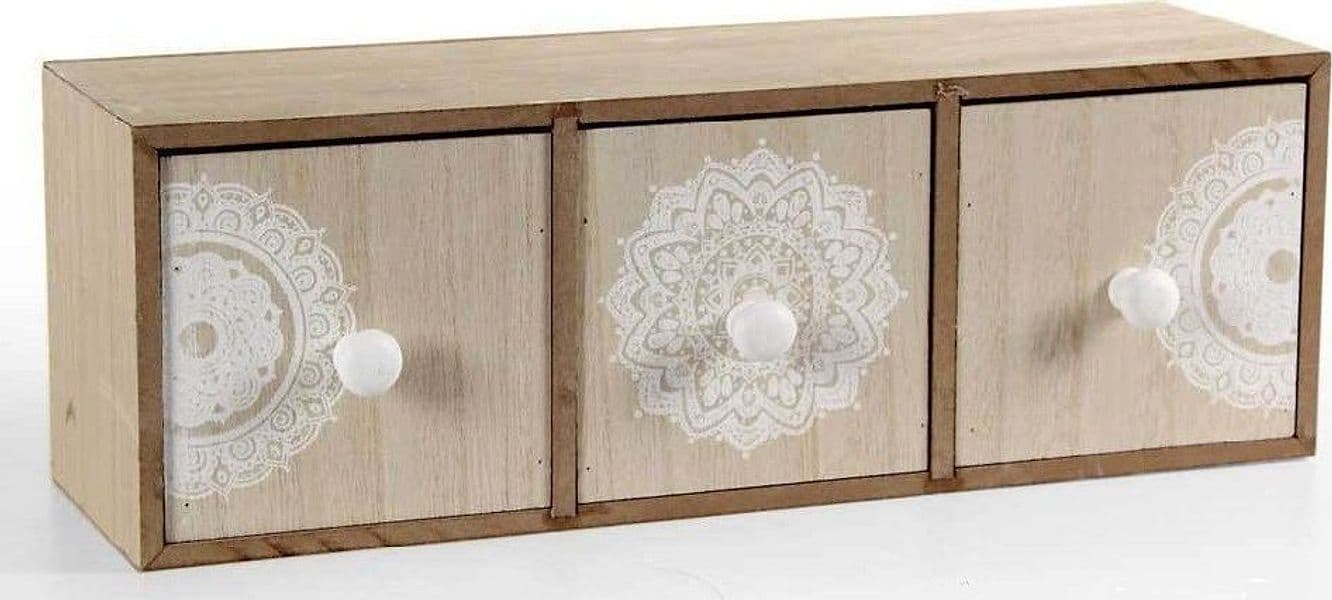 MOBILETTO CASSETTIERA PORTA GIOIE OGGETTI TRUCCHI LEGNO INDIAN 33X11X11CM 748356 - 2