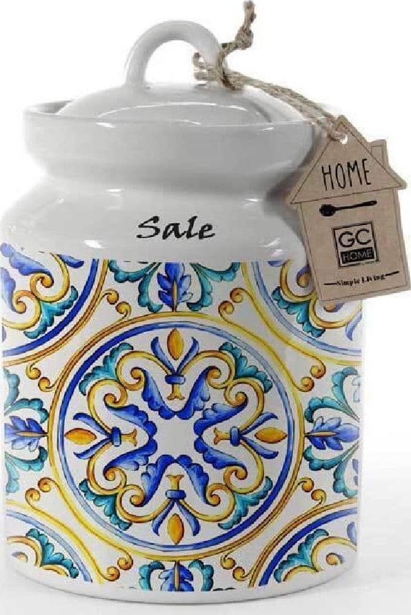 BARATTOLO SALE CERAMICA ERMETICO CUCINA BIANCO COLOR MEDITERRANEO 17X12CM 817113 - 3