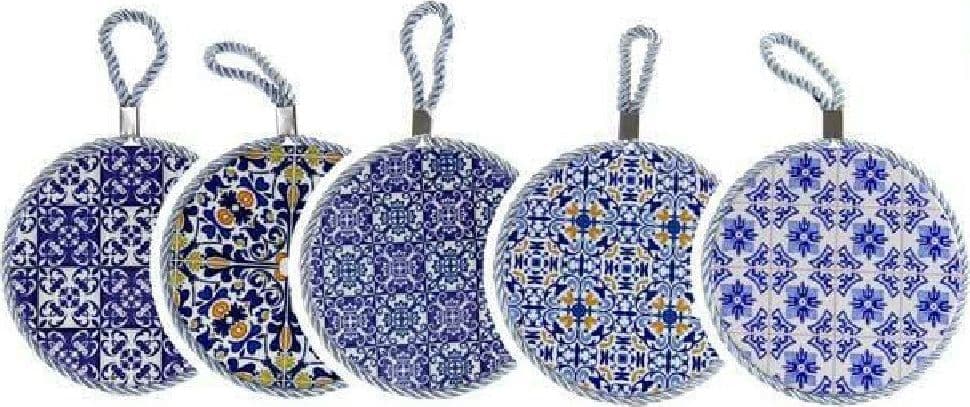 QUADRO QUADRETTO PIASTRELLA ORNAMENTALE IN CERAMICA TONDO 16 CM 6 DECORI 730689 - 3