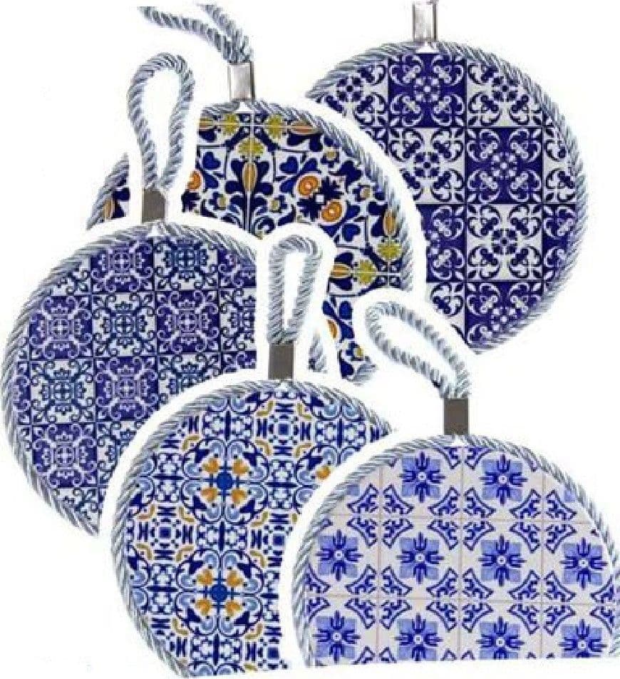 QUADRO QUADRETTO PIASTRELLA ORNAMENTALE IN CERAMICA TONDO 11CM DECORI ASS 730672 - 3