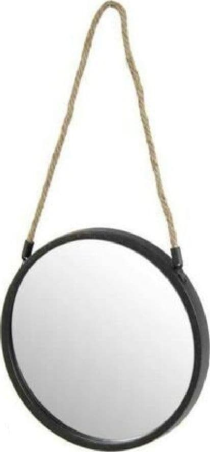 SPECCHIO 25 CM CON CORDA SPECCHIERA PARETE TONDO MODERNO NERO IN METALLO 777042 - 3