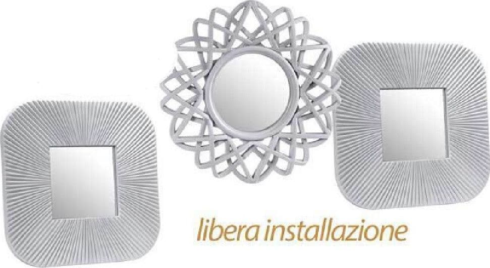 SET 3 SPECCHI PARETE DECORATIVI QUADRI LIBERA INSTALLAZIONE 25CM PLASTICA 813030 - 2