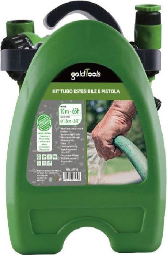 KIT TUBO ESTENSIBILE AVVOLGIBILE PISTOLA IRRIGAZIONE GIARDINO 10MT STAFFA 57515 - 2