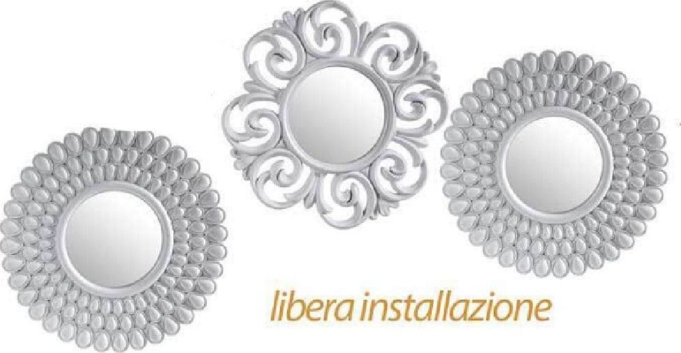 SET 3 PEZZI SPECCHI DA PARETE DECORATIVI TONDI SPECCHIO 25 CM IN PLASTICA 813016 - 2