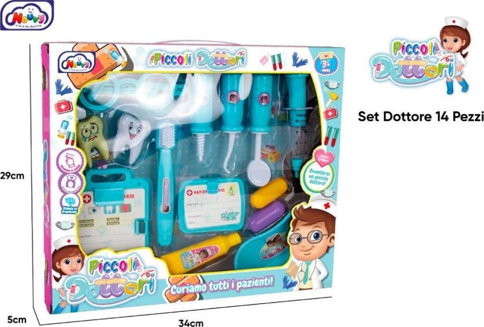 SET PICCOLI DOTTORI DENTISTA SCATOLA COMPOSTA DA 14 PEZZI GIOCATTOLO PER BAMBINI - 2