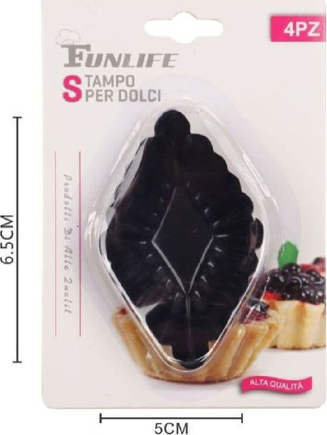 SET 4 PZ FORMINE STAMPO PER CROSTATINE DOLCI DESSERT ANTIADERENTE 6,5X5CM 98587 - 2