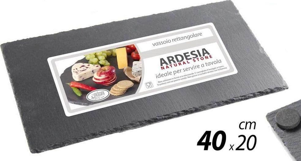 VASSOIO ARDESIA NATURAL STONE PIATTO RETTANGOLARE PORTATA TAVOLA 40X20 CM 752216 - 3