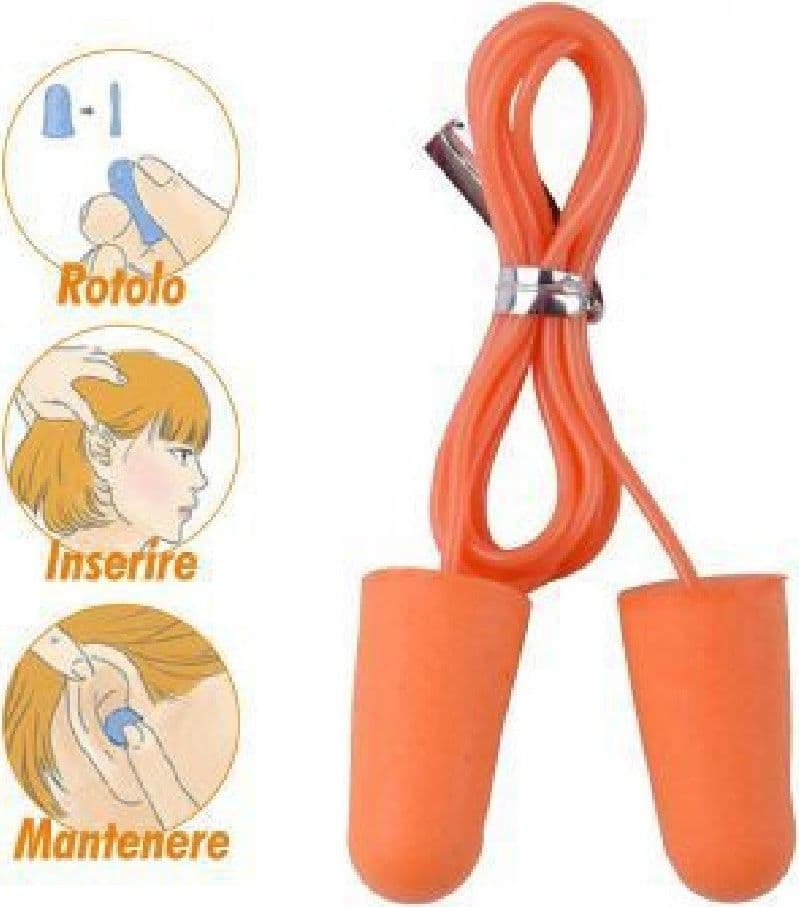 SET 2PZ COPPIA TAPPI PER ORECCHIE PROTEZIONE UDITO ANTIRUMORE LAVORO 32DB 90589 - 2