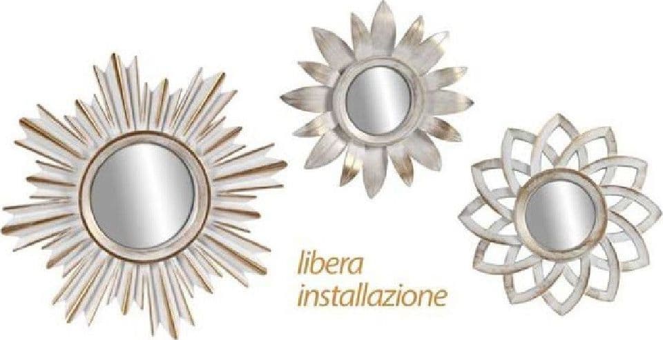 SET 3PZ SPECCHI DA PARETE DECORATIVI BIANCO ORO 25/35CM SPECCHIO PLASTICA 823923 - 2