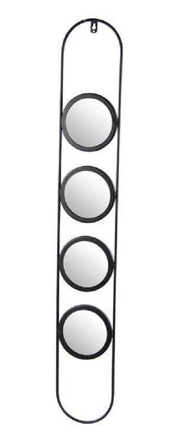 SPECCHIO PARETE METALLO 4 POSTI NERO BAGNO SALOTTO DECORATIVO 13X1,2X86CM 818851 - 2