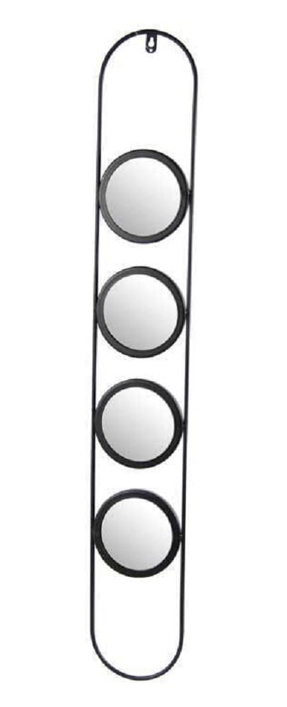 SPECCHIO PARETE METALLO 4 POSTI NERO BAGNO SALOTTO DECORATIVO 13X1,2X86CM 818851 - 2