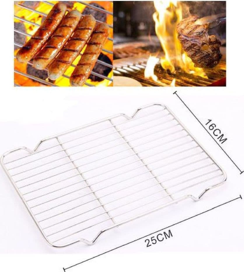 GRIGLIA IN ACCIAIO 25.5X16CM MENSOLA PER BARBECUE VAPORE CUOCERE ARROSTIRE 50340 - 2