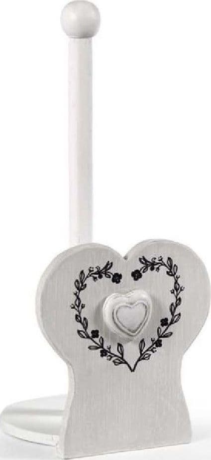 PORTA ROTOLO CUCINA DECORO CUORE 31 CM CARTA TAVOLA IN LEGNO SHABBY CHIC 662270 - 2