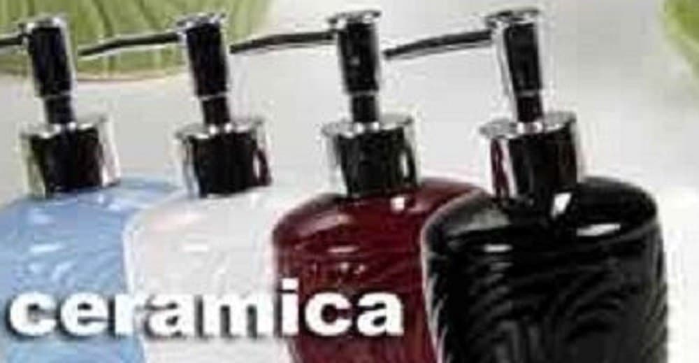 SET 4PZ ACCESSORI BAGNO IN CERAMICA PORTA SAPONE SPAZZOLINO DECORO DESIGN 616297 - 3