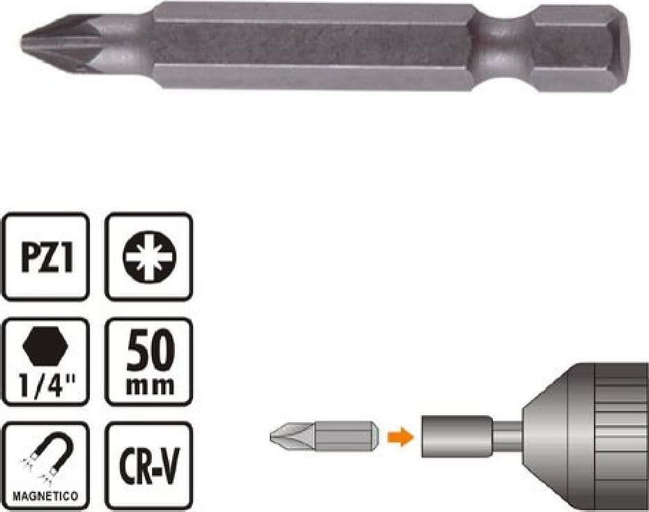 KIT DI BITS 3 PZ BIT INSERTI PER AVVITATORE 50MM GAMBO 1/4" MAGNETICO CR-V 91935 - 2