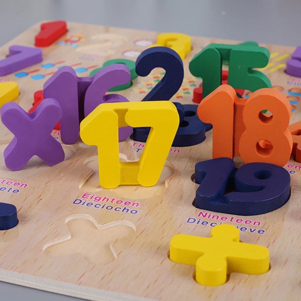 PUZZLE NUMERI 3D GIOCATTOLO EDUCATIVO BAMBINI PUZZLE LEGNO MATEMATICA 29.5X29.5 - 3