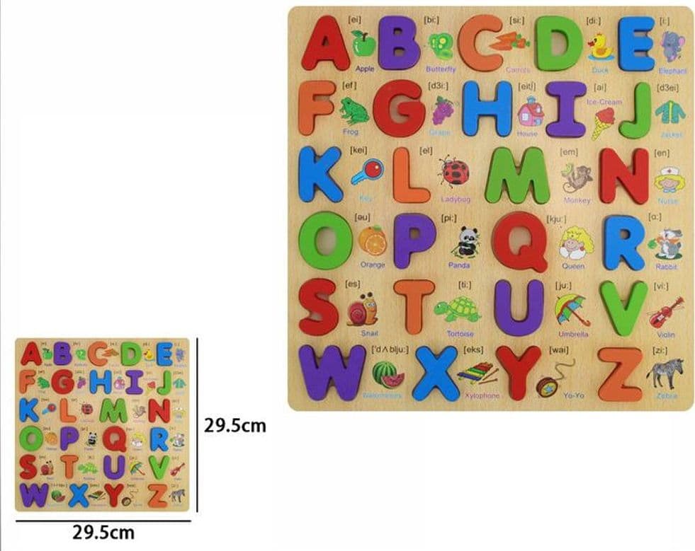 PUZZLE ALFABETO 3D GIOCATTOLO EDUCATIVO BAMBINI PUZZLE 3D LETTERE LEGNO COLORATE - 3