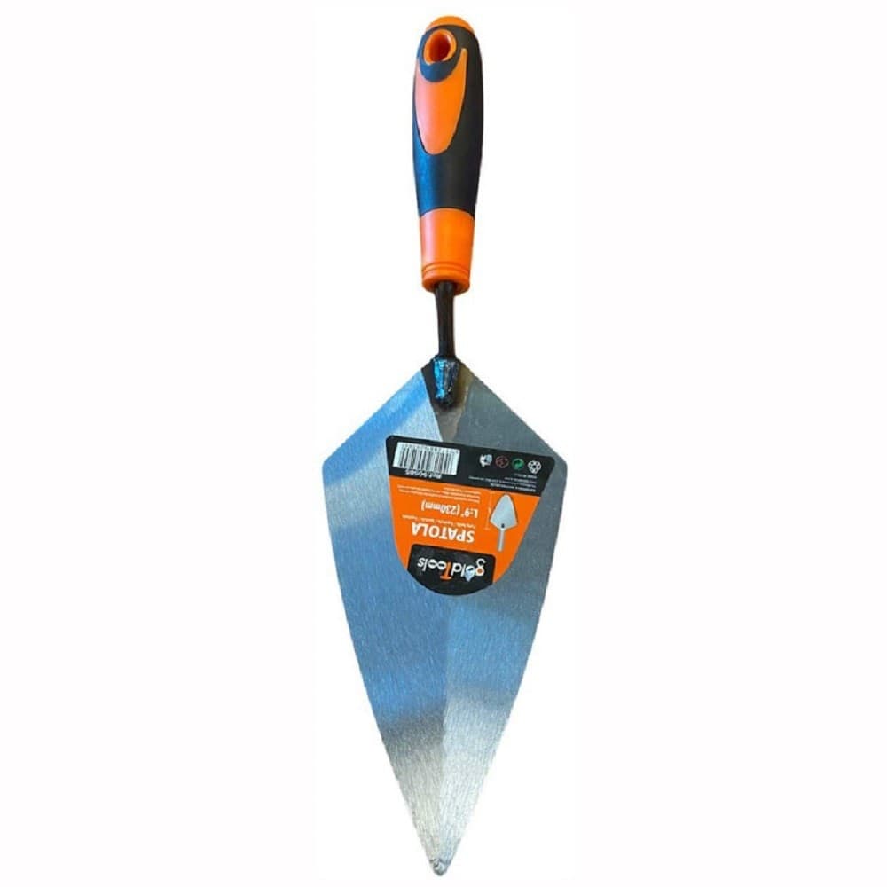 CAZZUOLA IN ACCIAIO 230MM 9" MANICO ANTISCIVOLO SPATOLA ROMBO PER MURATORE 90505 - 2