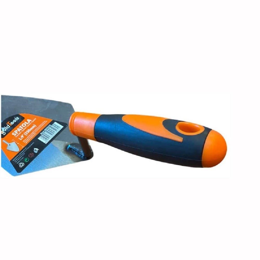 CAZZUOLA IN ACCIAIO 230MM 9" MANICO ANTISCIVOLO SPATOLA ROMBO PER MURATORE 90505 - 3