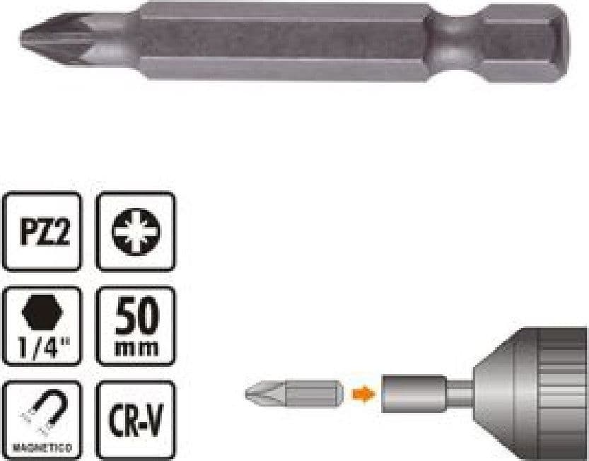 KIT DI BITS 3PZ BIT INSERTI 50 MM PER AVVITATORE GAMBO 1/4" MAGNETICO CR-V 91936 - 2